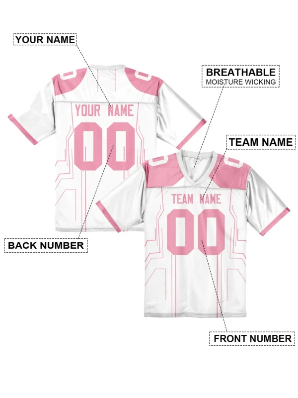 kf-A046be4d677bd41dda36901fc58ff83ceK Personalized Blue Football Shirt with Team Name Number Custom Print Embroidery American Football Jersey for Men Women Youth Kids