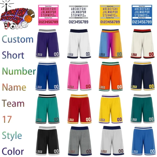 Custom Women College Basketball Shorts Double Side Custom Basketball Uniform Fashion Throwback Brand Print Numer Name 17 Color